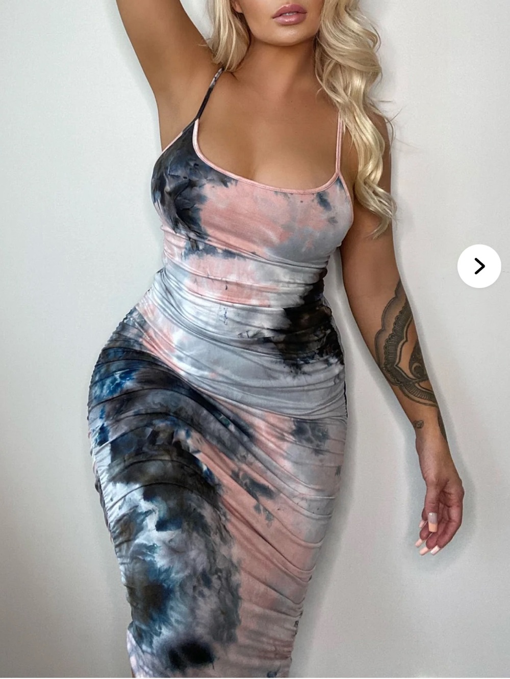 Fashion Nova - Good As Always Tie Dye Midi Dress - Grey/Combo